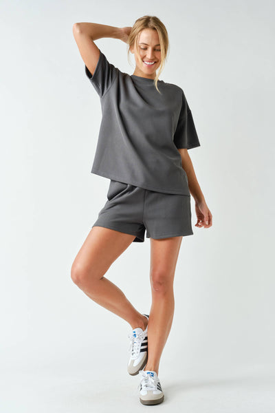 Mono B - Luxe Sand Wash Rib Classic Tee Set