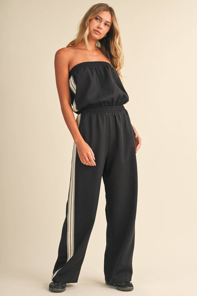 Klesis - IJP3448 STRAPLESS STRIPE TRIM JUMPSUIT