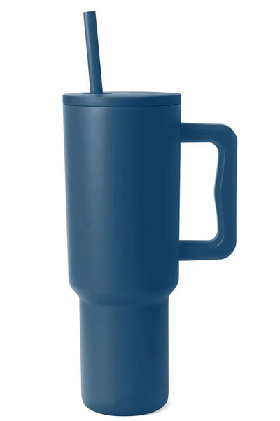 Monochromatic Stainless Steel Tumbler with Matching Straw Deep Teal One Size