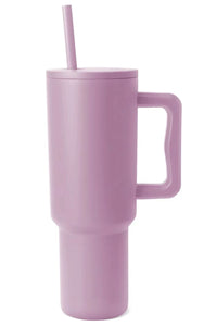 Monochromatic Stainless Steel Tumbler with Matching Straw Lilac One Size