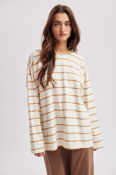 Avery Oversized Striped Knit Top with Side Slits