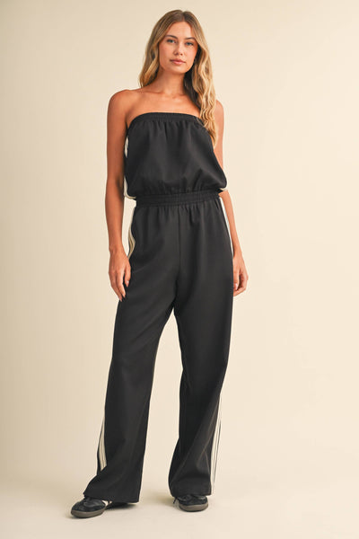 Klesis - IJP3448 STRAPLESS STRIPE TRIM JUMPSUIT