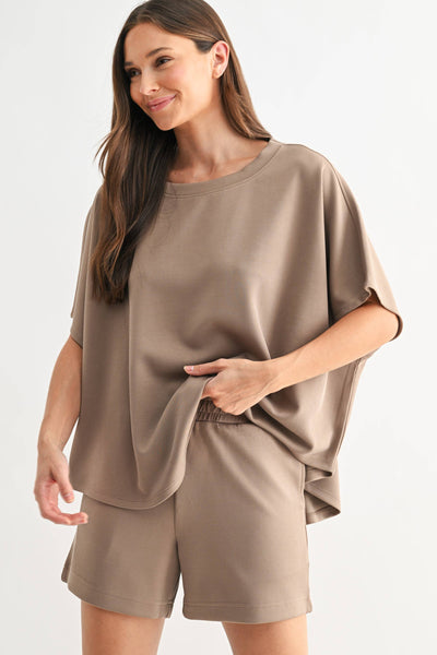Mono B - Luxe Sand Wash Rib Dolman Top