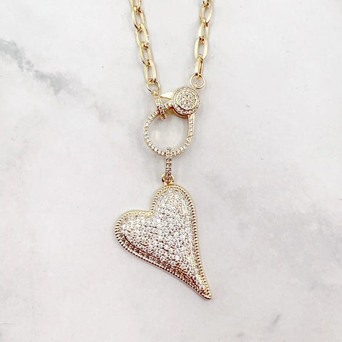 Gold Clip Heart Necklace