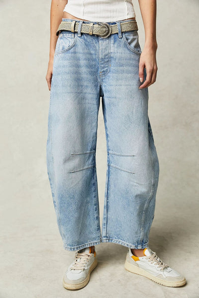 Wide Leg Jeans with Pockets Light Blue S