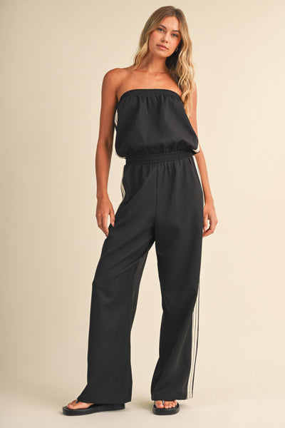 Klesis - IJP3448 STRAPLESS STRIPE TRIM JUMPSUIT