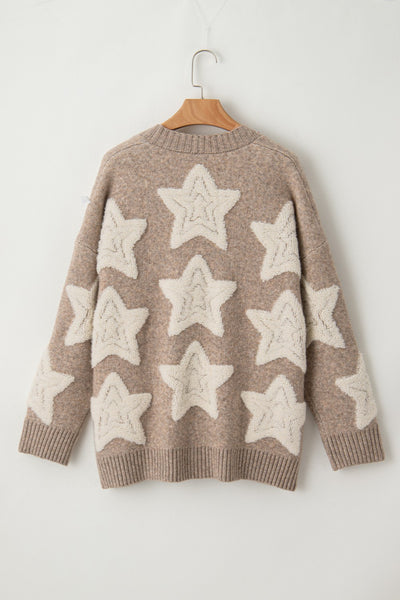 Star Button Up Long Sleeve Cardigan    