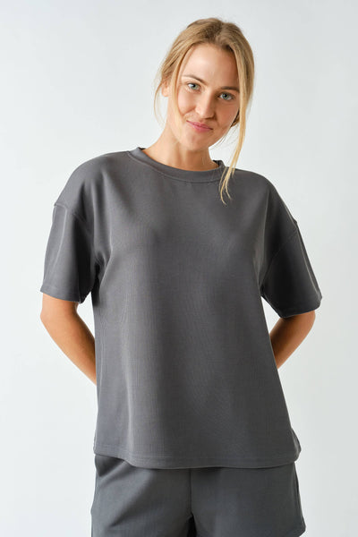 Mono B - Luxe Sand Wash Rib Classic Tee Set ASH GREY 25 S:M:L (2:2:2)