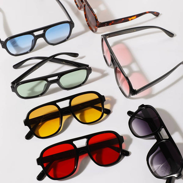 Unisex Retro Square Aviator Style Color Lense Sunglasses