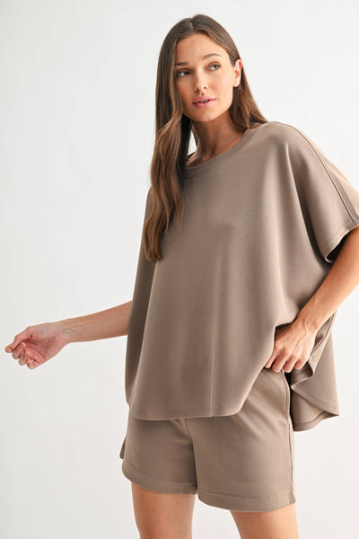 Mono B - Luxe Sand Wash Rib Dolman Top