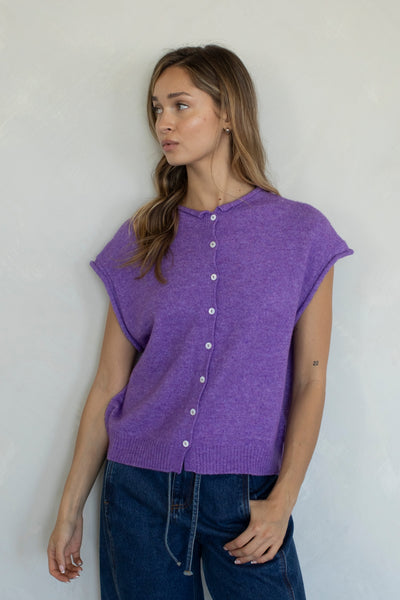 Piper Sleeveless Button-Down Knit Cardigan