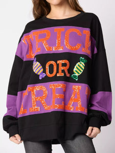 Halloween Trick Or Treat Sequin Sweatshirt Black S