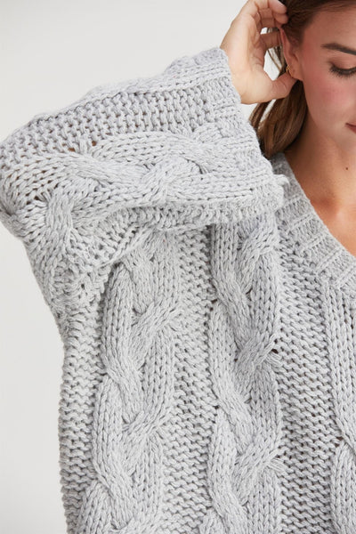 HYFVE Cable Knit V-Neck Sweater    