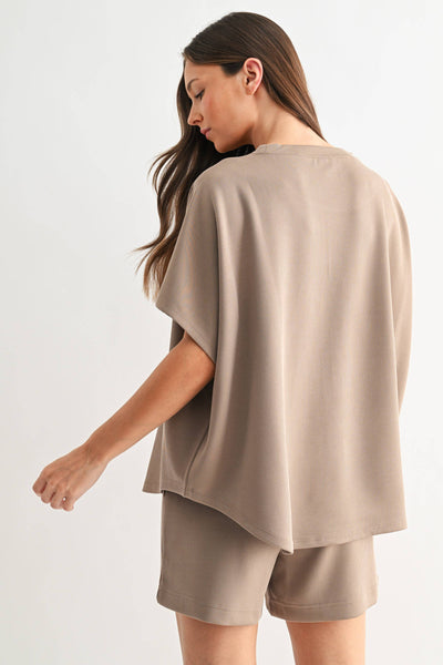 Mono B - Luxe Sand Wash Rib Dolman Top