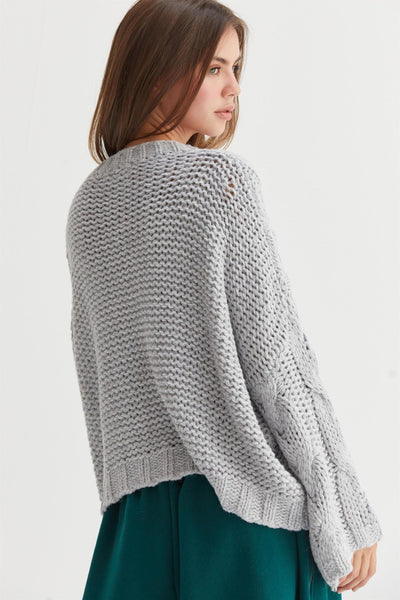 HYFVE Cable Knit V-Neck Sweater    