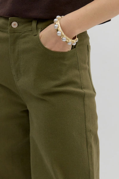 Leopard Cuff Olive Jeans