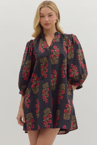 Allie Black Floral Dress