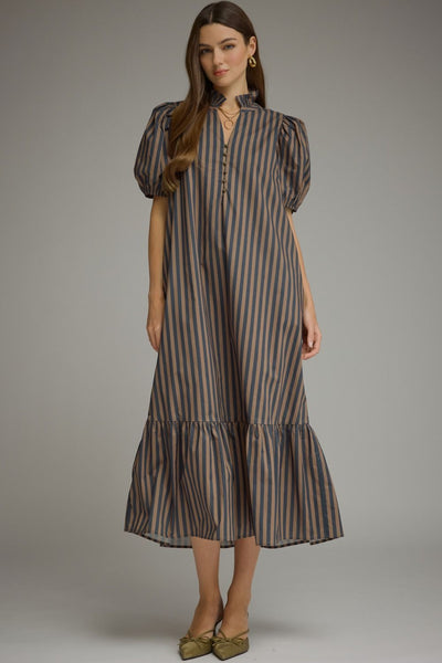 Blue and Brown Stripe Maxi