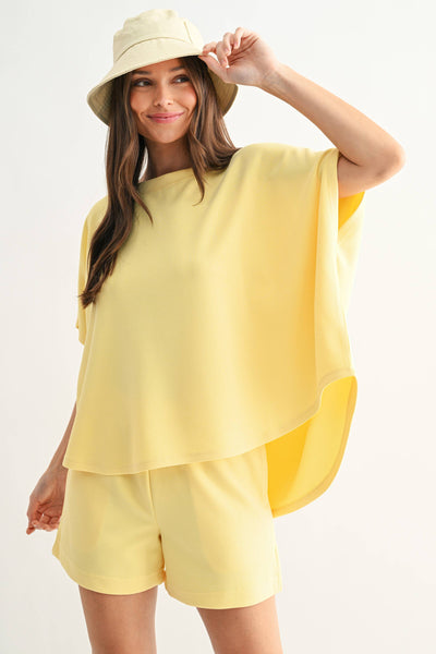 Mono B - Luxe Sand Wash Rib Dolman Top YELLOW GLOW S:M:L (2:2:2)