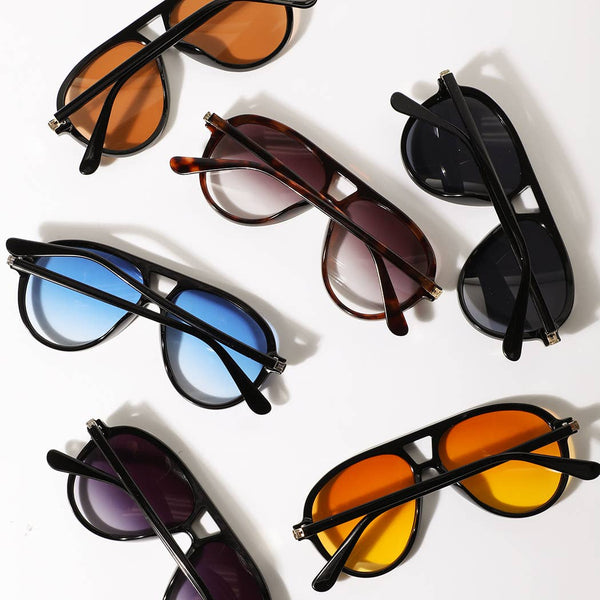Aviator with Metal Accent Black with blue lense