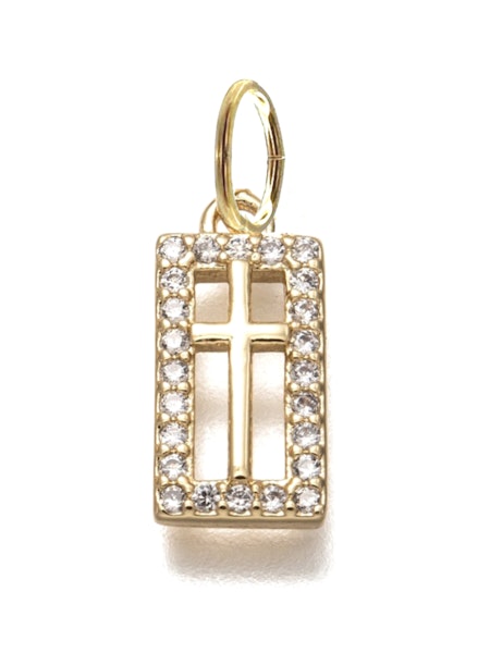 Medium Charm  Rectangle CZ Cross  