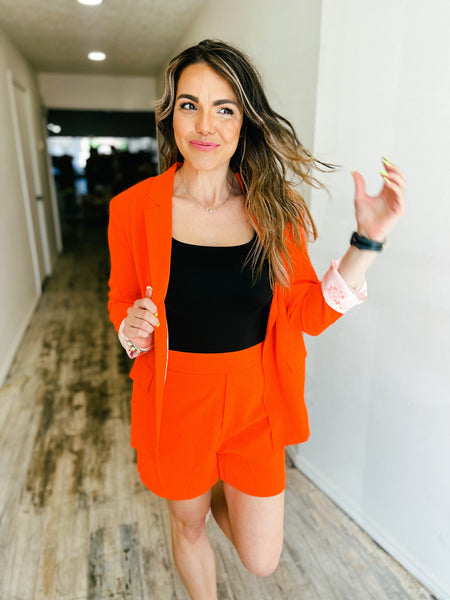 Neon Orange Elastic Shorts    