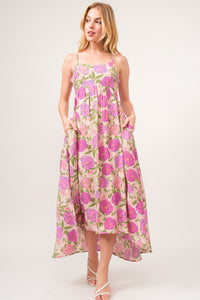 And The Why Floral High-Low Hem Cami Dress  Pink S 